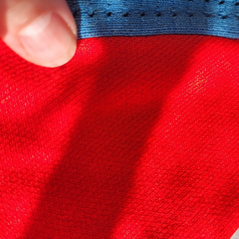 Pre-owned Sandro Paris Aiden Color Block Zip Cardigan Sweater in Red & Blue Sz 3 - Picture 9 of 15